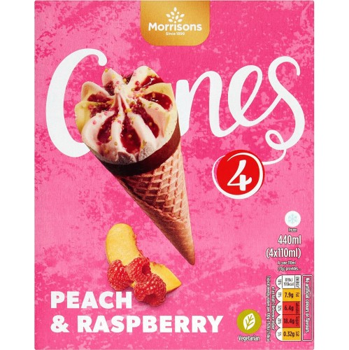 Peach & Raspberry Ice Cream Cones