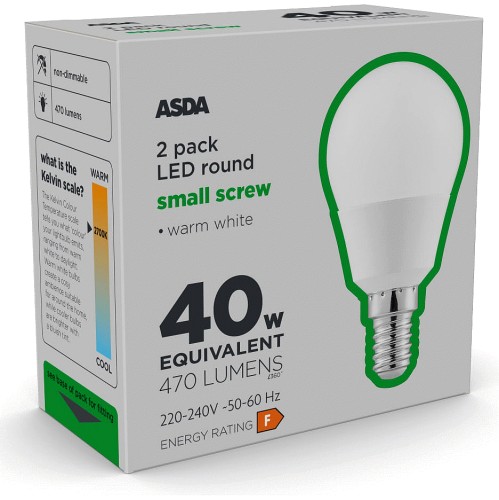 ASDA LED Round Small Screw Lightbulb 2 x 40w Compare Prices Where To Buy Trolley