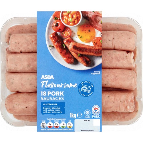 ASDA 18 Flavoursome Pork Sausages (1kg, 1026g) Compare Prices & Where