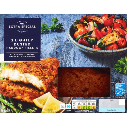 ASDA Extra Special 2 Lightly Dusted Haddock Fillets (260g) Compare