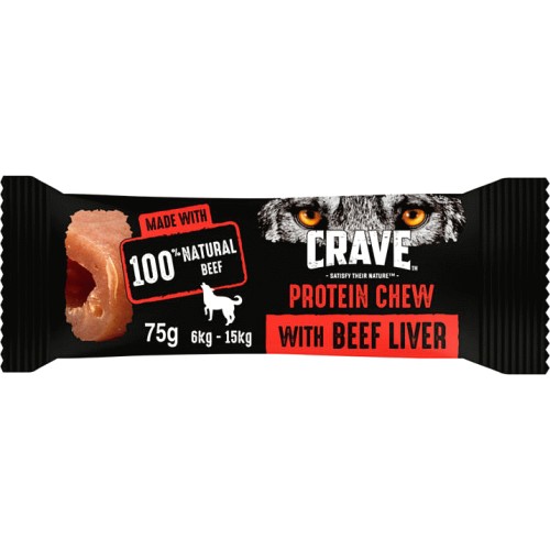 Crave Natural Protein Chew Adult Small Medium Dog Treat Beef & Liver (75g)