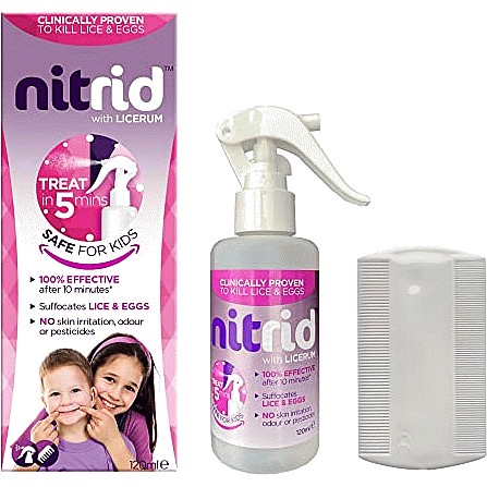 Nitrid AllInOne Head Lice Treatment Spray & Comb 100 Effective Kills