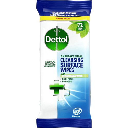 Antibacterial Cleansing Surface Wipes 72 Large Wipes