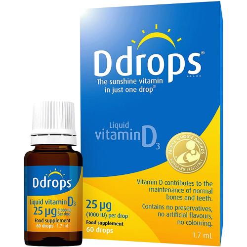 Ddrops Liquid Vitamin D3 25μg 60 drops Compare Prices & Where To Buy