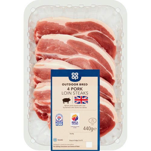 Coop Outdoor Bred 4 Pork Loin Steaks (440g) Compare Prices & Where