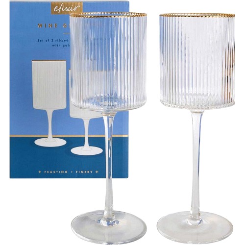 Elixir Set of 2 Ribbed Wine Glasses Compare Prices & Where To Buy
