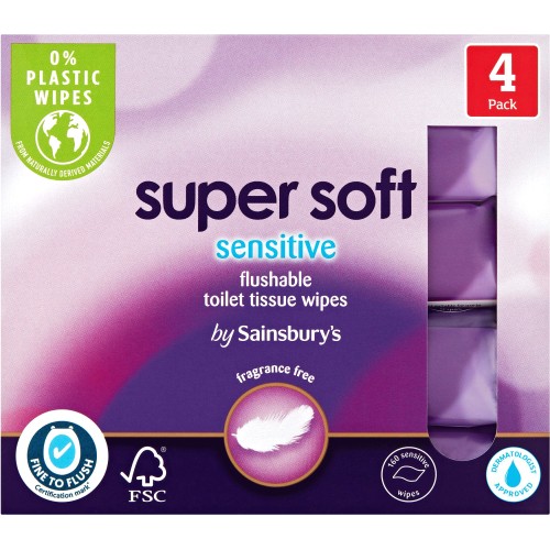Sainsbury's Super Soft Flushable Moist Toilet Tissue Sensitive 4x40