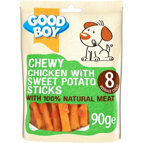 Good Boy Chicken Sweet Potato Stick Chew Dog Treats 90g