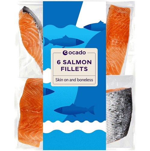 Ocado 6 Salmon Fillets Skin On & Boneless (720g) - Compare Prices ...