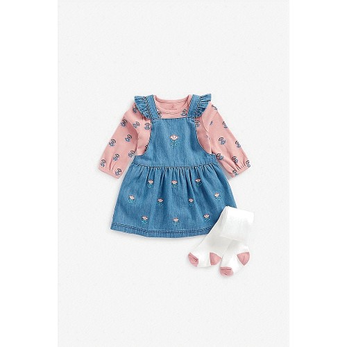 Mothercare Denim Pinny Dress Bodysuit and Tights Set - Compare Prices &  Where To Buy - Trolley.co.uk