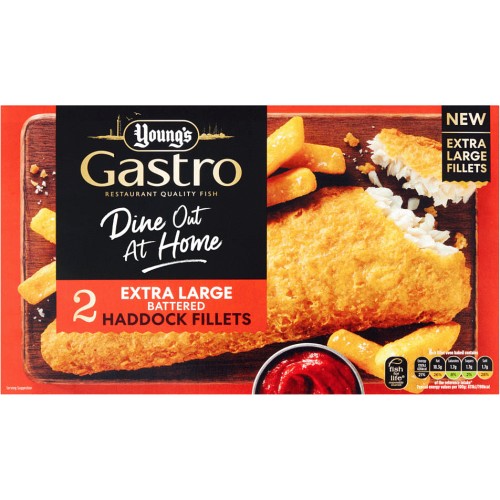 Young's Gastro 2 Extra Large Battered Haddock Fillets (450g) Compare