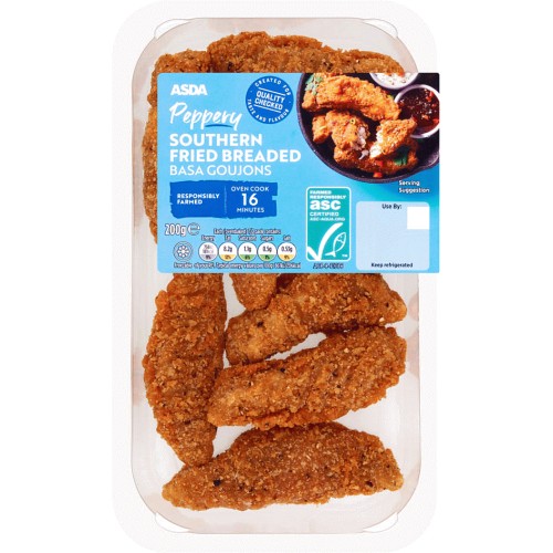 ASDA Peppery Southern Fried Breaded Basa Goujons (200g) Compare