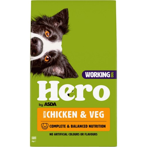 Hero By ASDA Chicken Veg Dry Working Dog Food 17kg Compare Prices 
