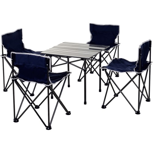 Outsunny 4 Seat Portable Picnic Table and Bench Set Blue Compare