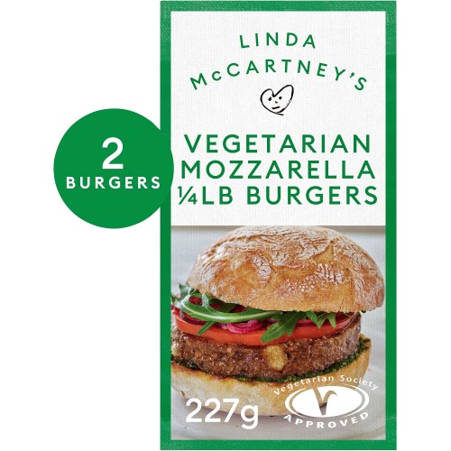 Linda McCartney's 2 Vegetarian Mozzarella 1 4 lb Burgers (2 x 227g)