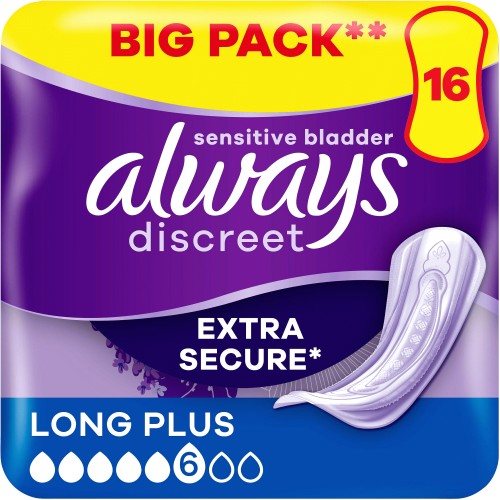 Discreet Incontinence Pads+ Long Plus 16
