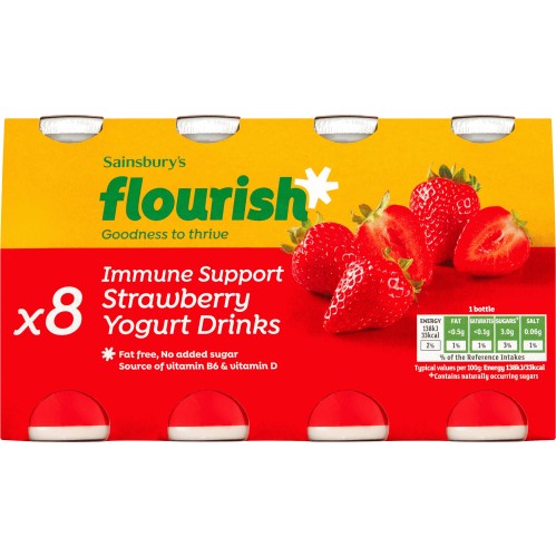 Sainsbury's Immune Support Strawberry Yogurt Drinks (8 x 100g)