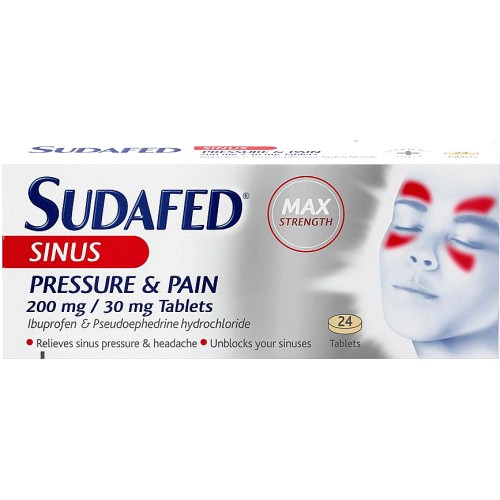 Sudafed Sinus Pressure Pain 24 Tablets 200mg 30mg Compare
