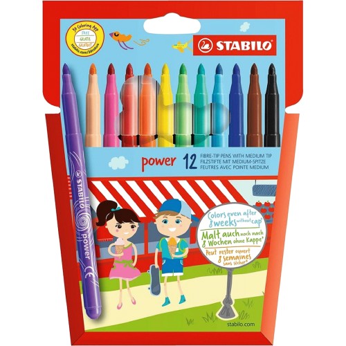 STABILO Power colouring pens wallet of 12 assorted colours (12) - Compare  Prices & Where To Buy 
