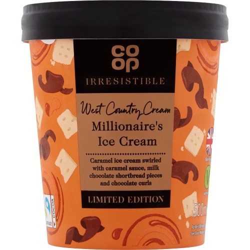 Irresistible Fairtrade Limited Edition West Country Cream Millionaire's Ice Cream