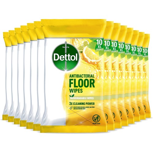 Dettol Antibacterial Biodegradable Citrus Floor Cleaning Wipes (14x10