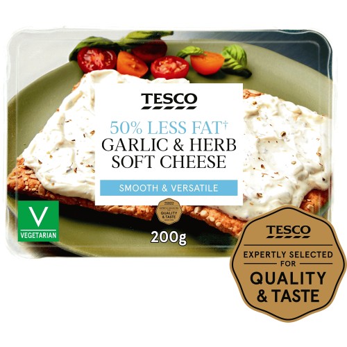 Tesco Soft Cheese 50% Less Fat Garlic & Herb