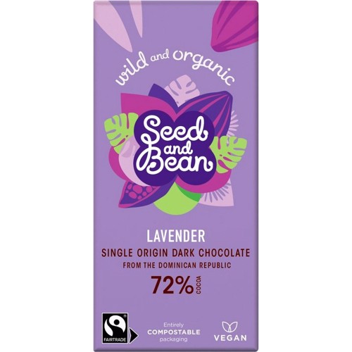Organic Extra Dark Chocolate Bar 72% Lavender