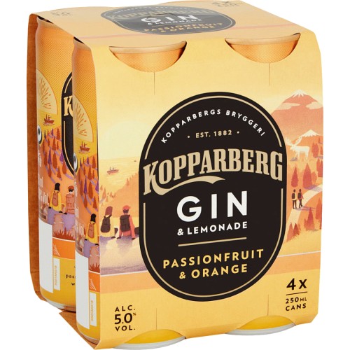 Kopparberg Gin & Lemonade Passionfruit & Orange 4x250 Compare Prices & Where To Buy Trolley