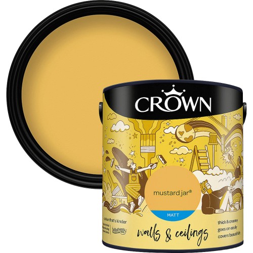 Crown Walls & Ceilings Mustard Jar Matt Emulsion Paint (2.5 Litre