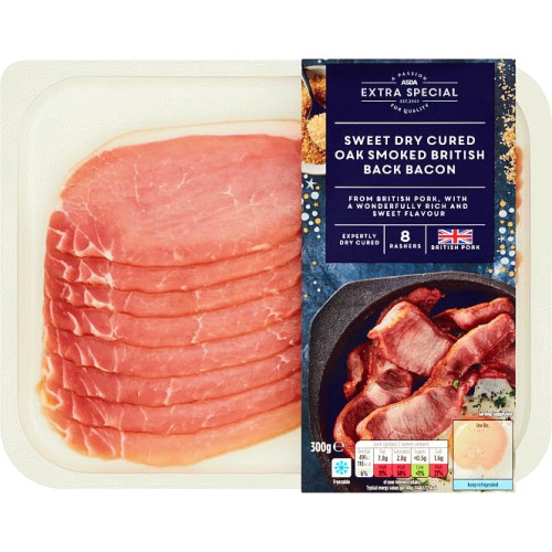 ASDA Extra Special Sweet Dry Cured Oak Smoked British Back Bacon (300g