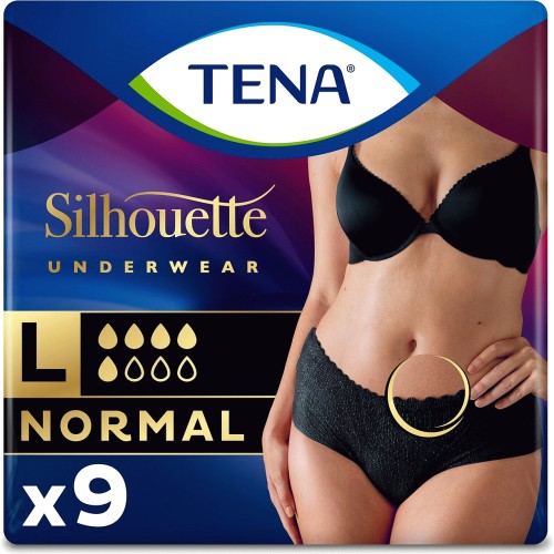 Tena Lady Silhouette Washable Incontinence Underwear Black Size L