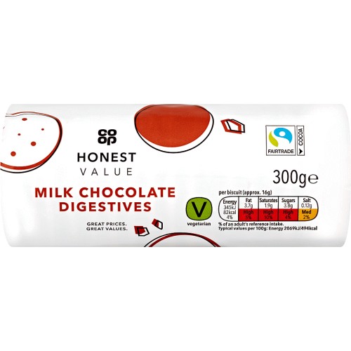 Coop Fairtrade Honest Value Milk Chocolate Digestives (300g) Compare