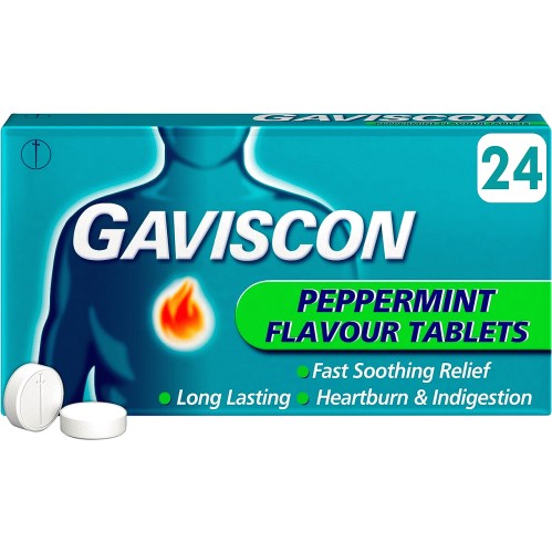 Heartburn & Indigestion Relief Tablets Peppermint Flavour Tablets