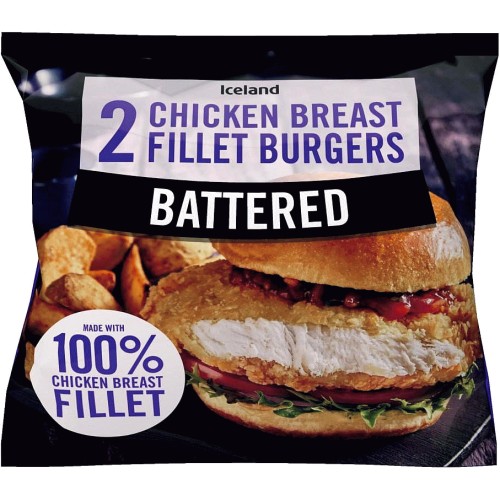 Iceland 2 Battered Chicken Breast Fillet Burgers (240g) Compare