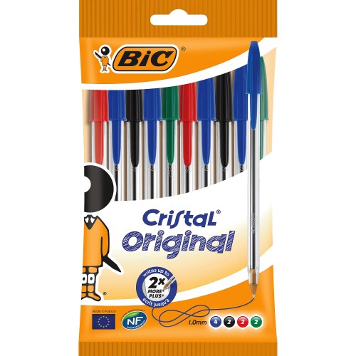 BIC Cristal Original Ballpoint Pens Assorted Pouch of 10 (10)
