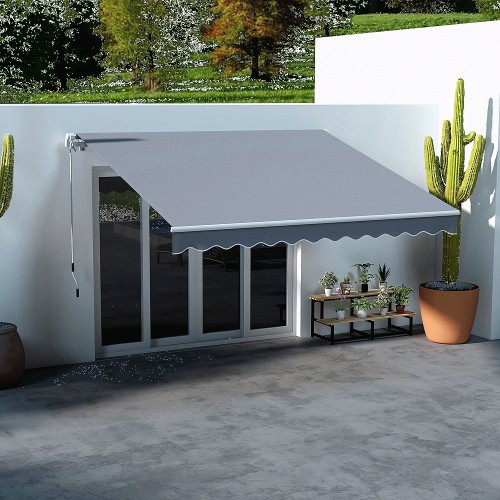 Outsunny Grey Manual Retractable Awning 3x2.5m Compare Prices & Where