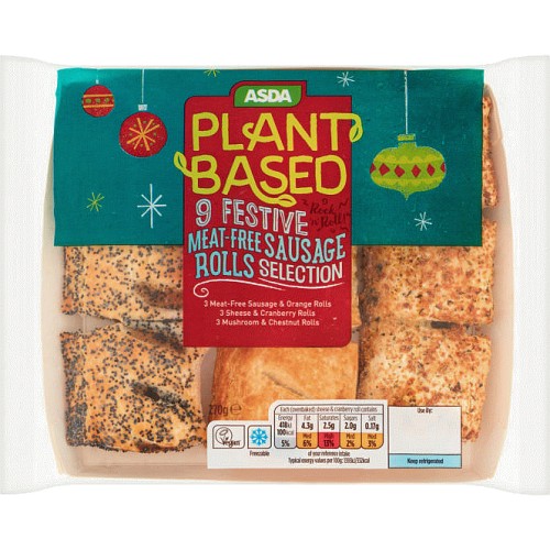ASDA Plant Based 9 Festive MeatFree Sausage Rolls Selection (270g