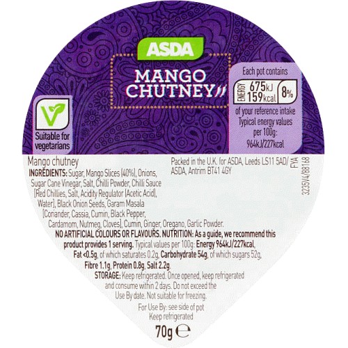 ASDA Mango Chutney (70g) Compare Prices & Where To Buy Trolley.co.uk
