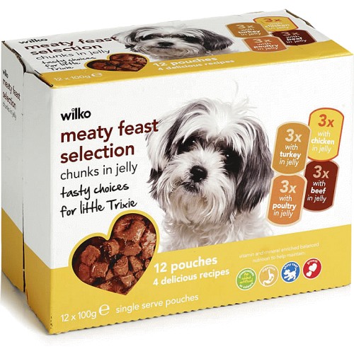 Wilko Meaty Feast Selection Chunks in Jelly Dog Food (12 x 100g