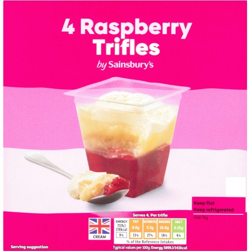 Sainsbury's Raspberry Trifle (4 x 125g) - Compare Prices & Where To Buy ...
