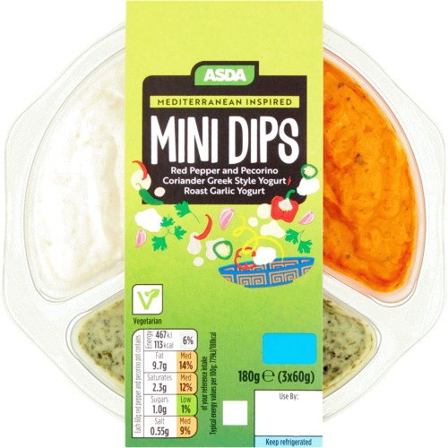 ASDA Mediterranean Inspired Mini Dips (3 x 180g) Compare Prices