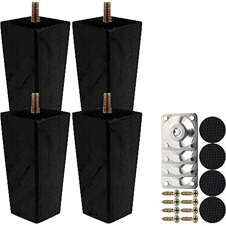 Keyohome 4PCS Height Sofa Legs Wooden Furniture Legs Replacement Armchair Cabinet Feet Wood Cabinets Legs Straight Wood Color for Couch Ottoman Dresser Black 10CM Compare Prices Where To Buy