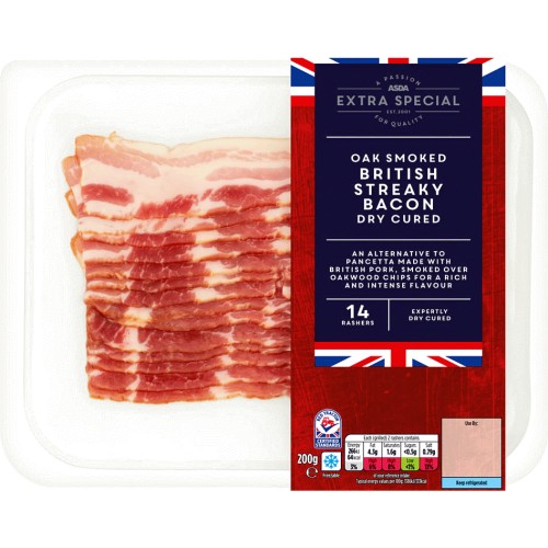 ASDA Extra Special Sweet Dry Cured Oak Smoked British Back Bacon (300g
