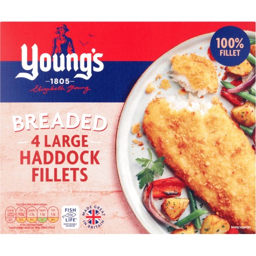 Young's Simply Breaded 4 Large Haddock Fillets (440g) Compare Prices