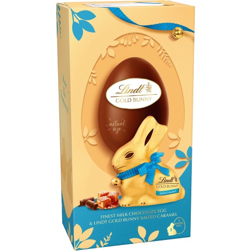Lindt Milk Chocolate Easter Egg with Gold Bunny Salted Caramel (195g