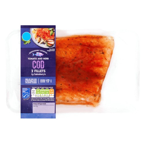 Sainsbury's MSC Cod Fillets with Mediterranean Tomato & Herb (2 x 260g ...