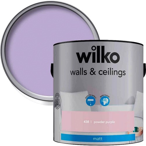 Wilko Walls & Ceilings Powder Purple Matt Emulsion Paint (2.5 Litre