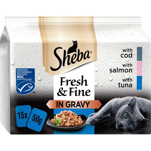 Fresh & Fine Adult 1+ Wet Cat Food Pouches Fish Collection in Gravy