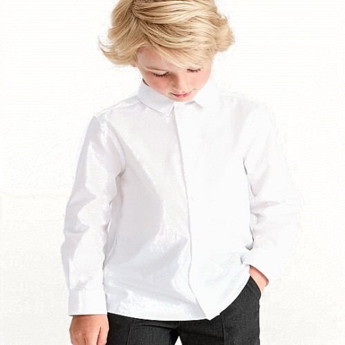 F&F School Boys 3-Pack Cotton Blend Dressing Made Easy Long Sleeved Shirts in White