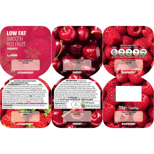 6 Low Fat Red Fruit Yogurts